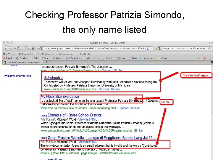 Checking Professor Patrizia Simondo, the only name listed 