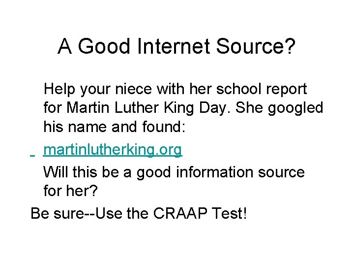 A Good Internet Source? Help your niece with her school report for Martin Luther