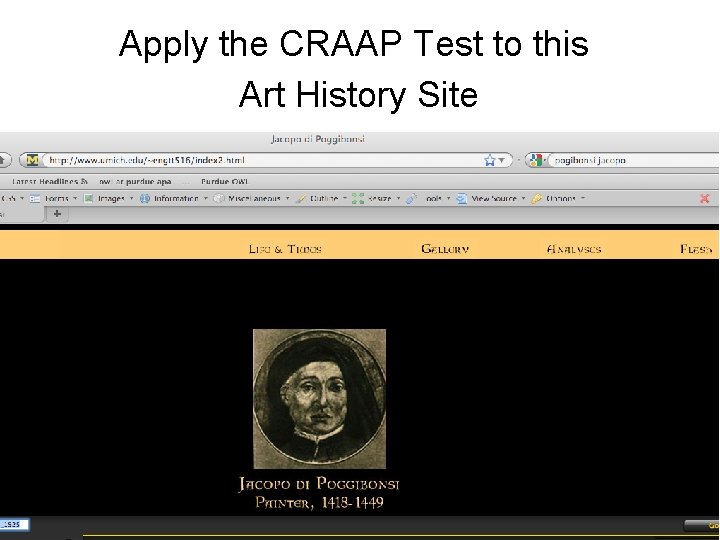 Apply the CRAAP Test to this Art History Site 
