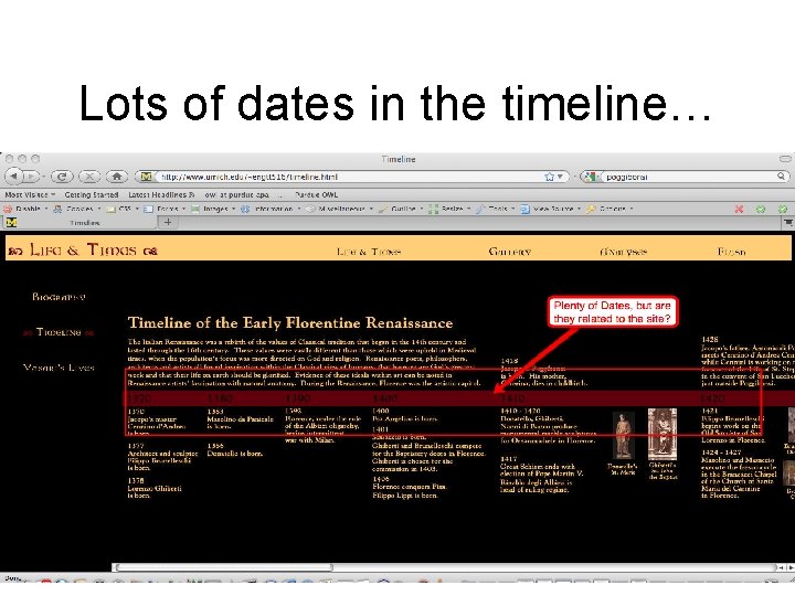 Lots of dates in the timeline… 