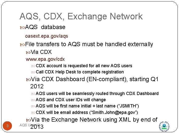 About Your User ID User Profile AQS Architecture