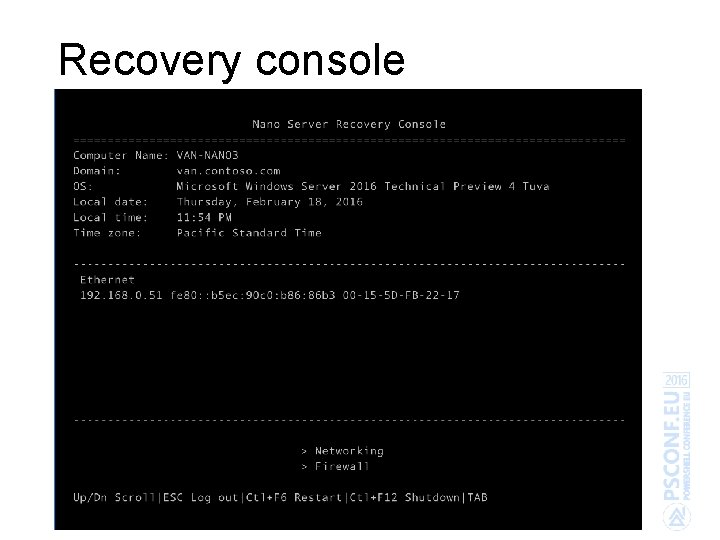 Recovery console 