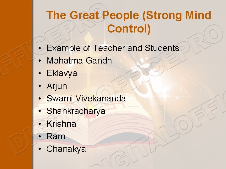 The Great People (Strong Mind Control) • • • Example of Teacher and Students