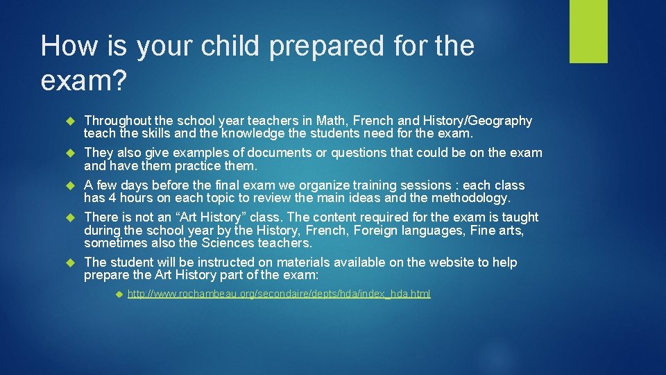 How is your child prepared for the exam? Throughout the school year teachers in