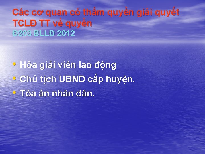 Các cơ quan có thẩm quyền giải quyết TCLĐ TT về quyền Đ 203