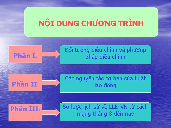 NỘI DUNG CHƯƠNG TRÌNH Phần I: Đối tượng điều chỉnh và phương pháp điều