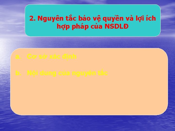 2. Nguyên tắc bảo vệ quyền và lợi ích hợp pháp của NSDLĐ a.