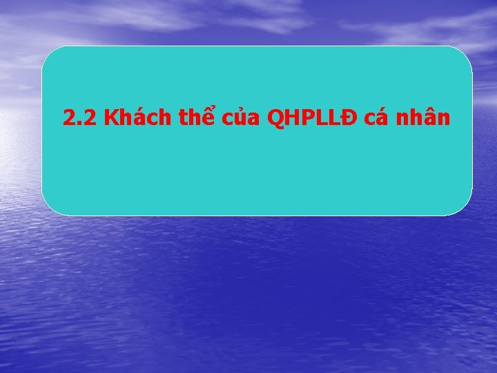 2. 2 Khách thể của QHPLLĐ cá nhân 