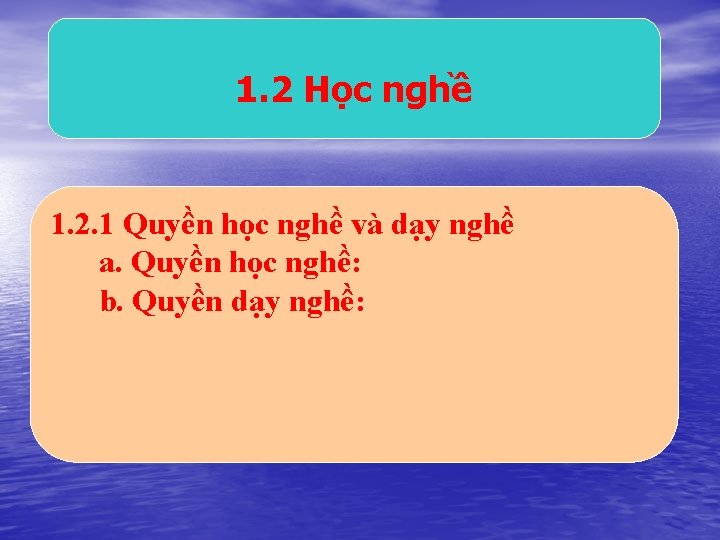 1. 2 Học nghề 1. 2. 1 Quyền học nghề và dạy nghề a.