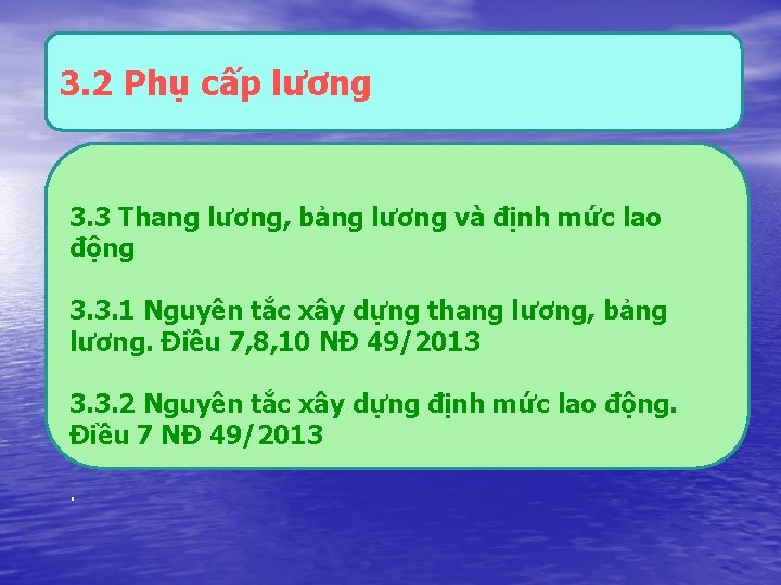 3. 2 Phụ cấp lương 3. 3 Thang lương, bảng lương và định mức