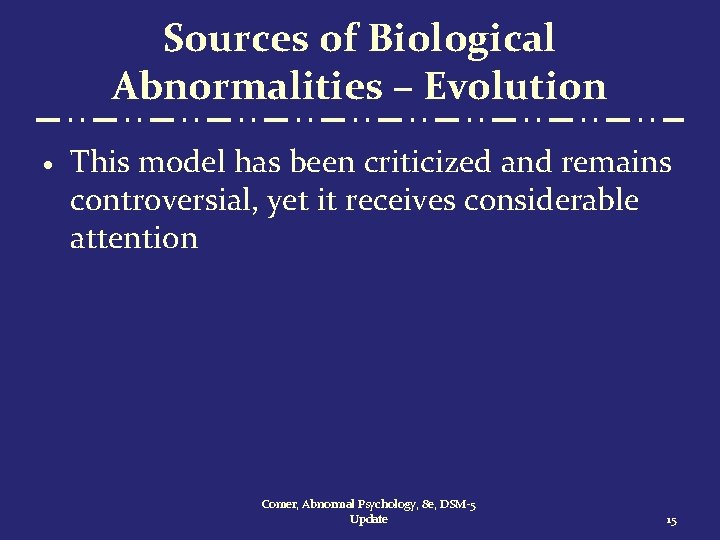 Sources of Biological Abnormalities – Evolution · This model has been criticized and remains