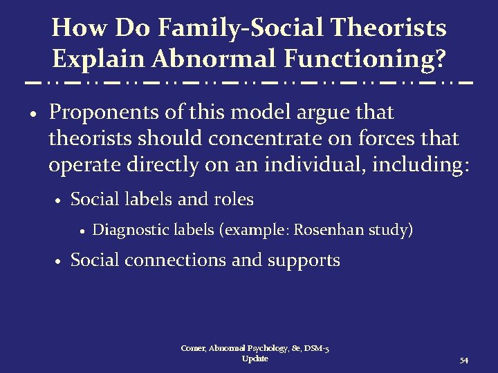 How Do Family-Social Theorists Explain Abnormal Functioning? · Proponents of this model argue that