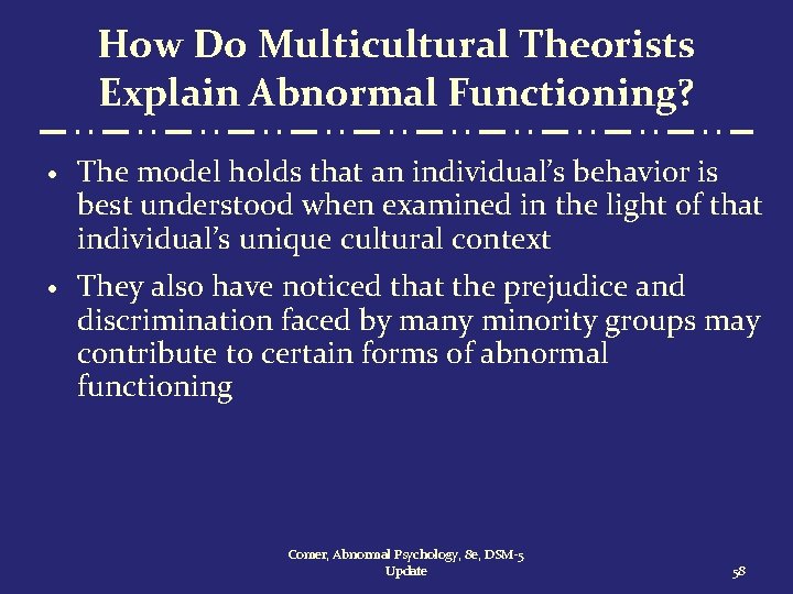 How Do Multicultural Theorists Explain Abnormal Functioning? · The model holds that an individual’s