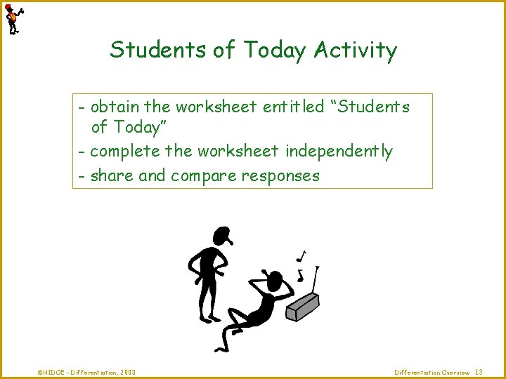 Students of Today Activity - obtain the worksheet entitled “Students of Today” - complete