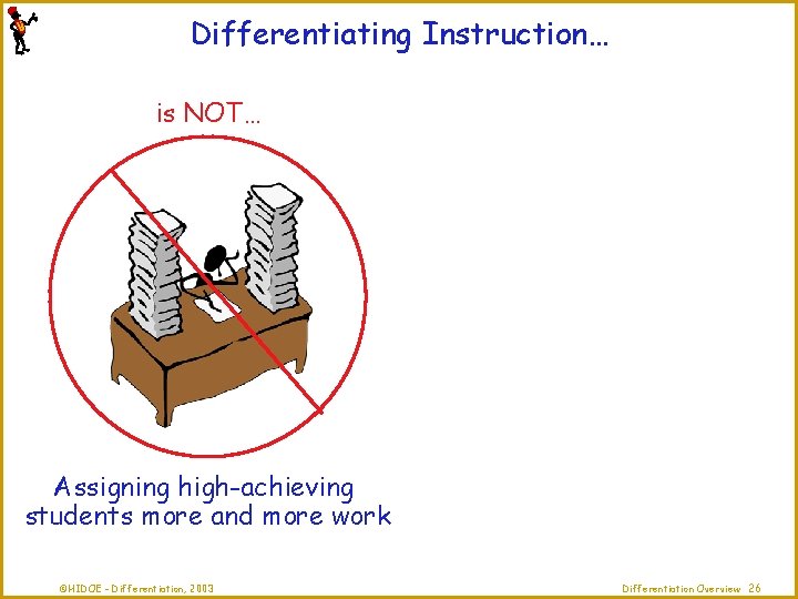 Differentiating Instruction… is NOT… Assigning high-achieving students more and more work ©HIDOE - Differentiation,