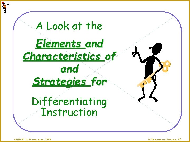 A Look at the Elements and Characteristics of and Strategies for Differentiating Instruction ©HIDOE