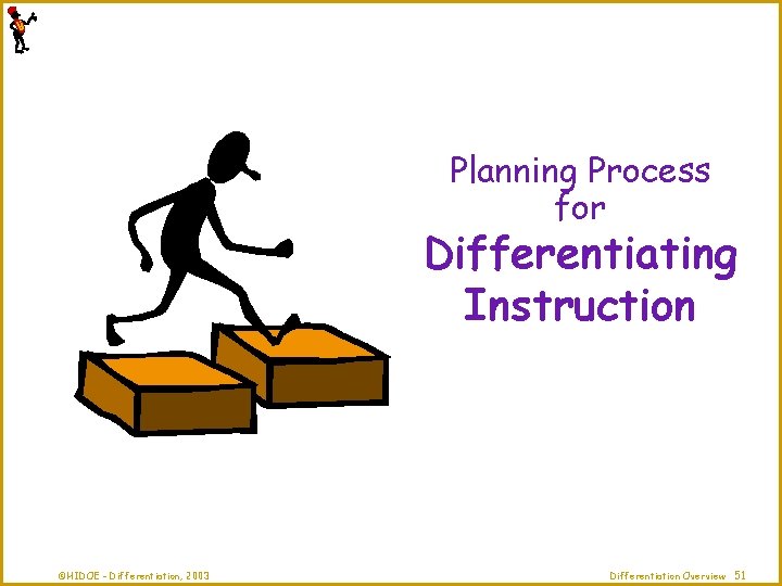 Planning Process for Differentiating Instruction ©HIDOE - Differentiation, 2003 Differentiation Overview 51 