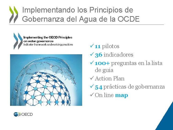 Implementando los Principios de Gobernanza del Agua de la OCDE ü 11 pilotos ü