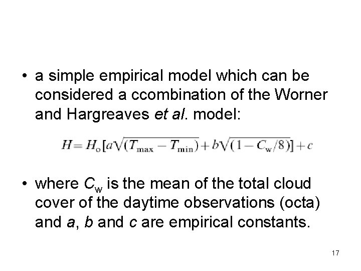  • a simple empirical model which can be considered a ccombination of the