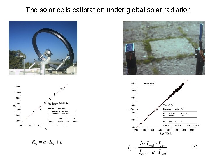 The solar cells calibration under global solar radiation 34 