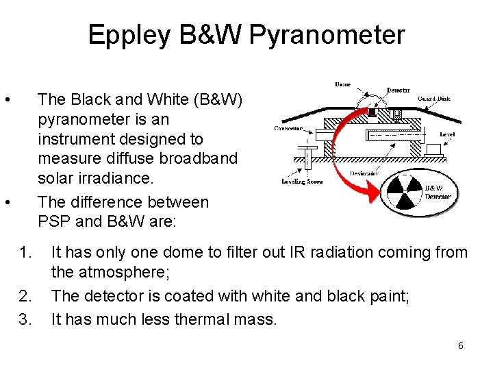 Eppley B&W Pyranometer • The Black and White (B&W) pyranometer is an instrument designed