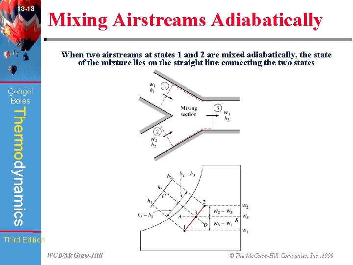 13 -13 Mixing Airstreams Adiabatically When two airstreams at states 1 and 2 are
