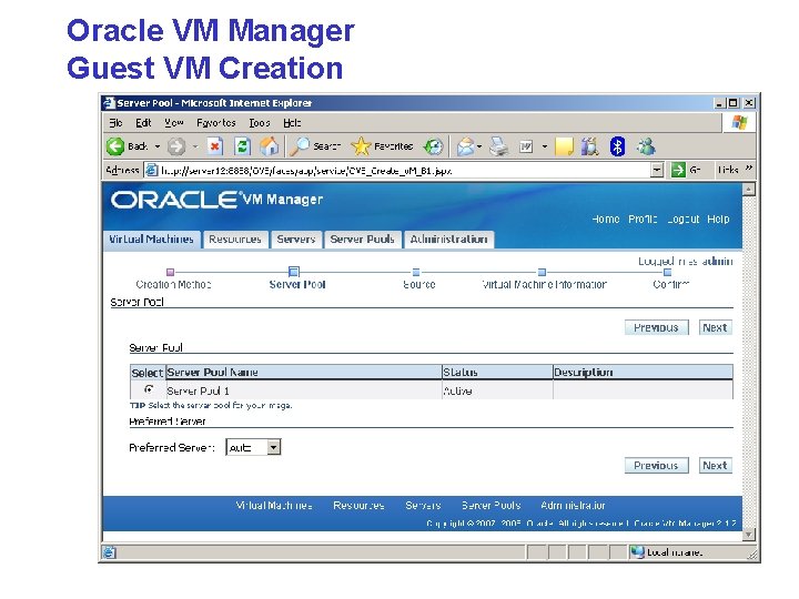 Oracle VM Manager Guest VM Creation 