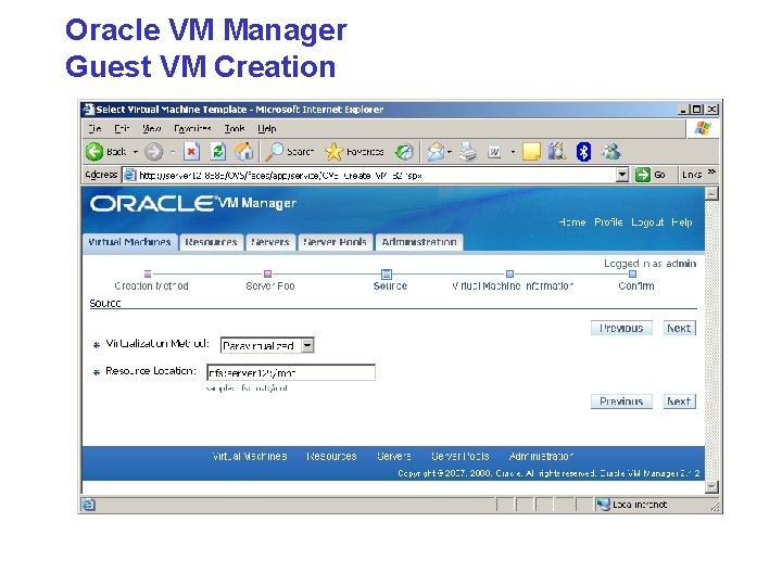 Oracle VM Manager Guest VM Creation 