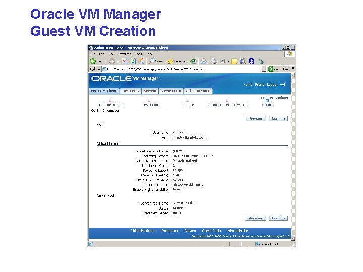 Oracle VM Manager Guest VM Creation 