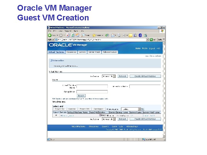 Oracle VM Manager Guest VM Creation 