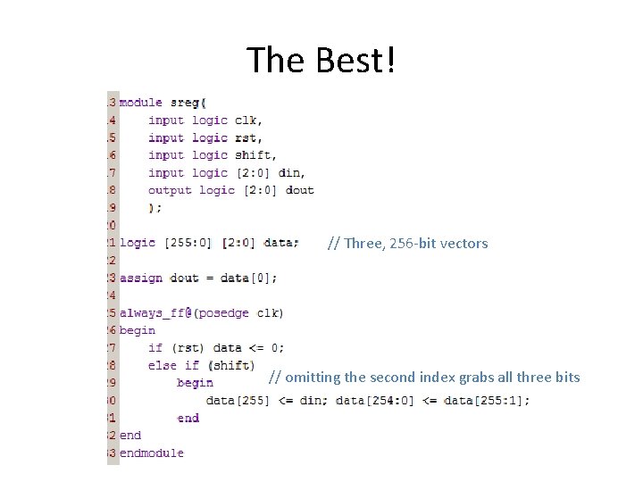 The Best! // Three, 256 -bit vectors // omitting the second index grabs all