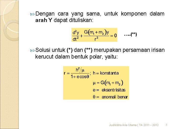 Dengan cara yang sama, untuk komponen dalam arah Y dapat dituliskan: …. . Dengan cara yang sama, untuk komponen dalam arah Y dapat dituliskan: …. .
