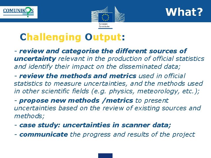 What? Challenging Output: Ø - review and categorise the different sources of uncertainty relevant