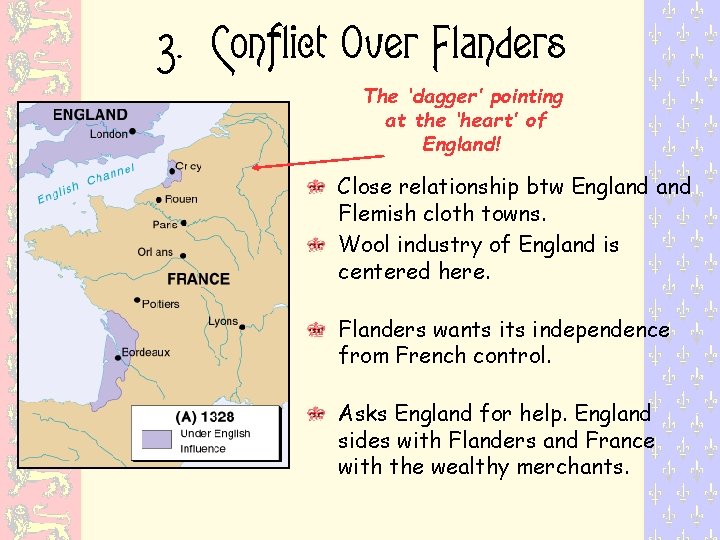 3. Conflict Over Flanders The ‘dagger’ pointing at the ‘heart’ of England! Close relationship