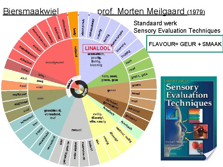 Biersmaakwiel prof. Morten Meilgaard (1979) Standaard werk Sensory Evaluation Techniques LINALOOL FLAVOUR= GEUR +