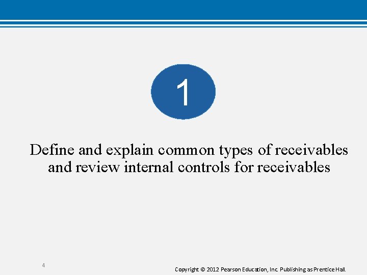 1 Define and explain common types of receivables and review internal controls for receivables