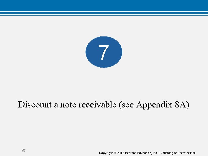 7 Discount a note receivable (see Appendix 8 A) 67 Copyright © 2012 Pearson