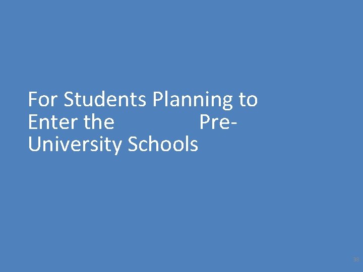 For Students Planning to Enter the Pre. University Schools 38 