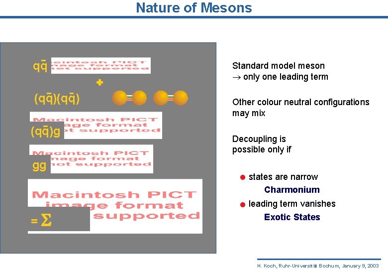 Nature of Mesons qq (qq)g Standard model meson only one leading term Other colour