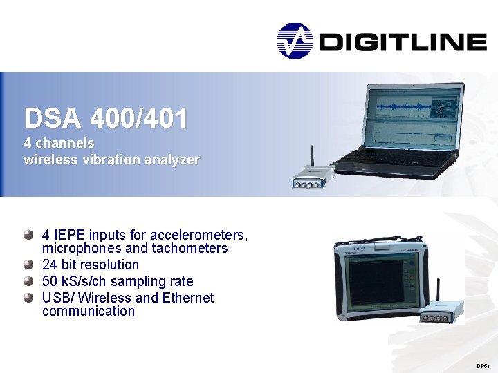 DSA 400/401 4 channels wireless vibration analyzer 4 IEPE inputs for accelerometers, microphones and