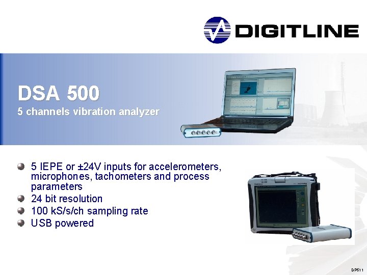 DSA 500 5 channels vibration analyzer 5 IEPE or ± 24 V inputs for