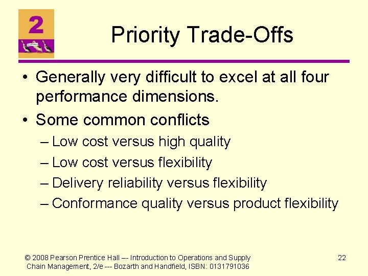 Priority Trade-Offs • Generally very difficult to excel at all four performance dimensions. •