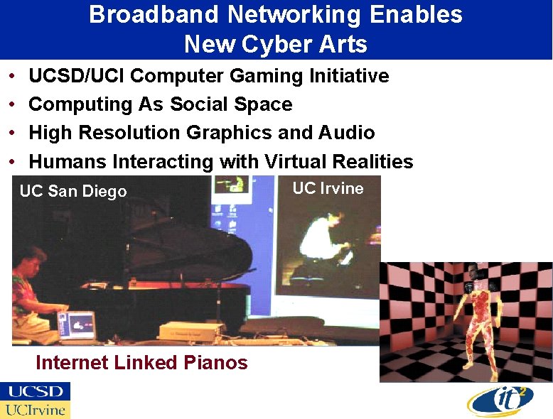 Broadband Networking Enables New Cyber Arts • • UCSD/UCI Computer Gaming Initiative Computing As