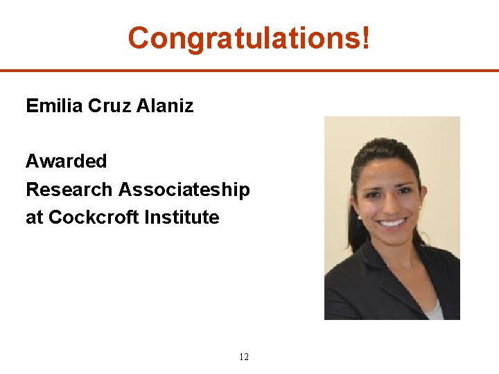 Congratulations! Emilia Cruz Alaniz Awarded Research Associateship at Cockcroft Institute 12 