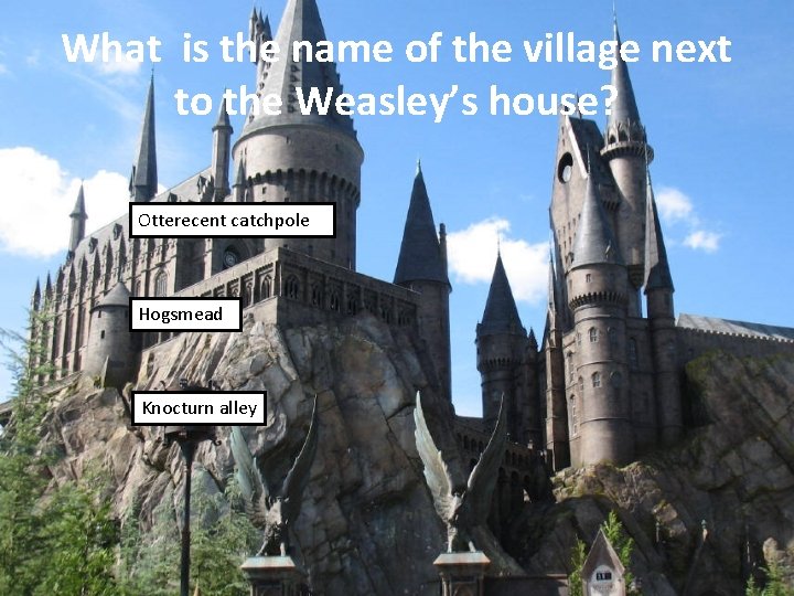 What is the name of the village next to the Weasley’s house? Otterecent catchpole