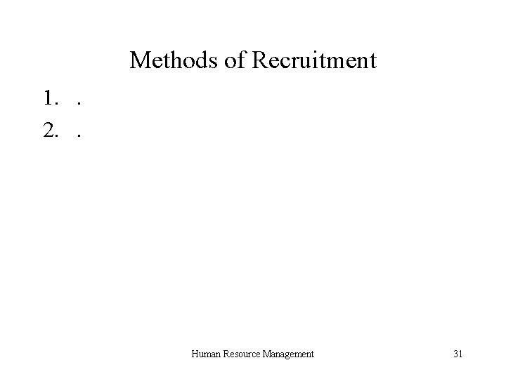 Methods of Recruitment 1. . 2. . Human Resource Management 31 