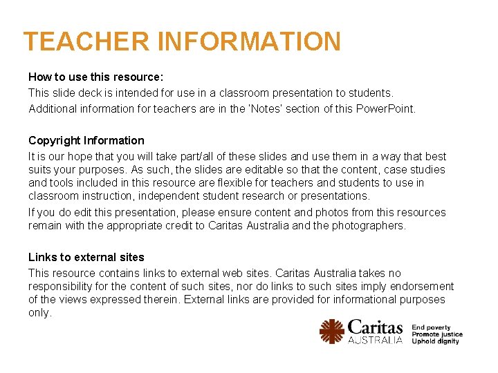 TEACHER INFORMATION How to use this resource: This slide deck is intended for use