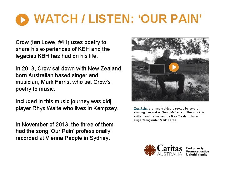 WATCH / LISTEN: ‘OUR PAIN’ Crow (Ian Lowe, #41) uses poetry to share his