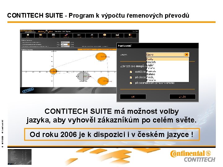 CONTITECH SUITE má možnost volby jazyka, aby vyhověl zákazníkům po celém světe. Od roku