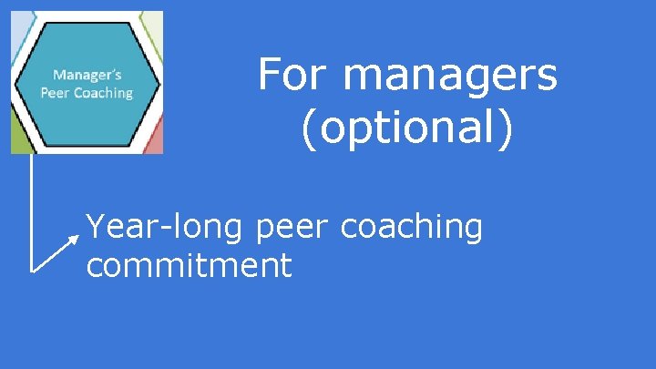 For managers (optional) Year-long peer coaching commitment 